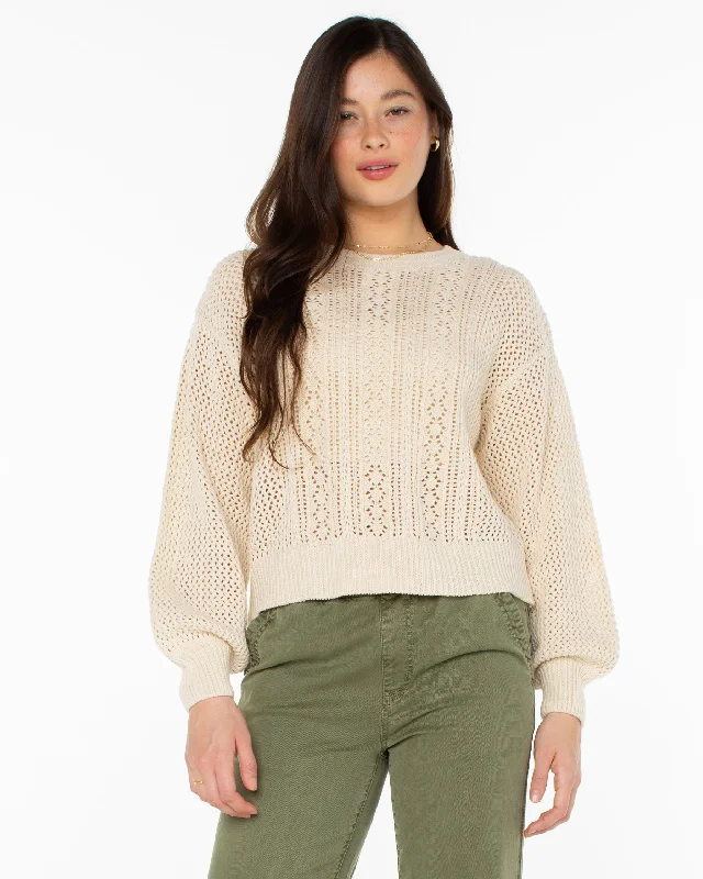 Hot Deals Day Break Open Knit Sweater - Parchment