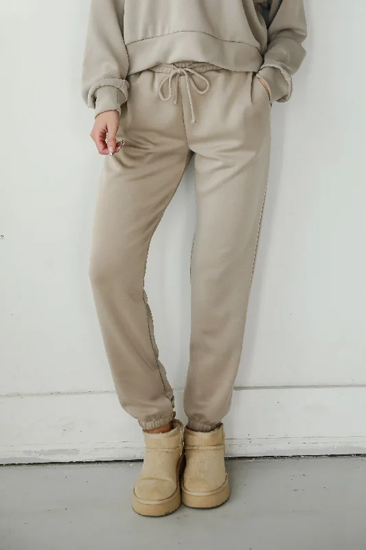 High End Women's Wear Ultra Air Soft Taupe Joggers