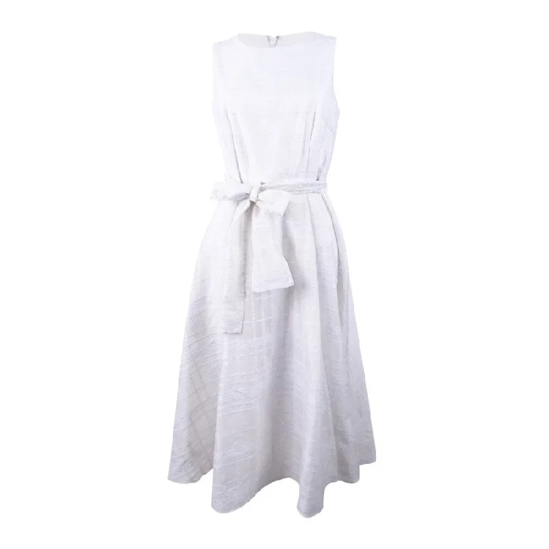 Trendy Boutique Online Calvin Klein Women's Belted Organza Jacquard Midi Dress