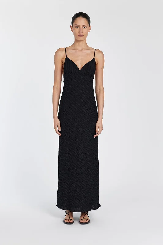 Unleash Your Fashion LOZ BLACK SLIP MIDI DRESS