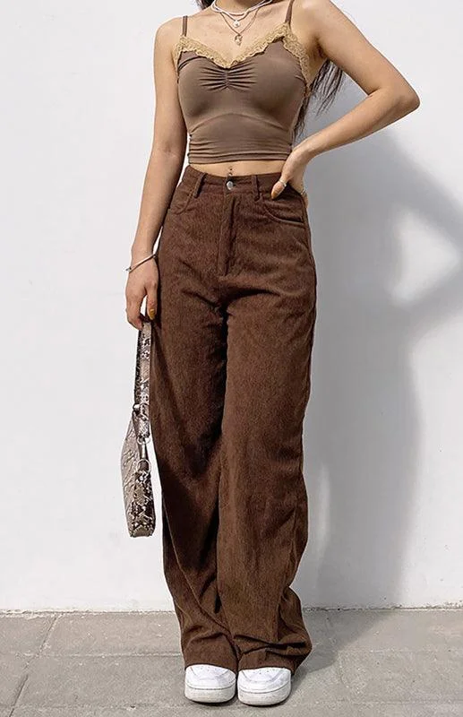 Premium Style Loose Corduroy Wide Leg Women's Pants