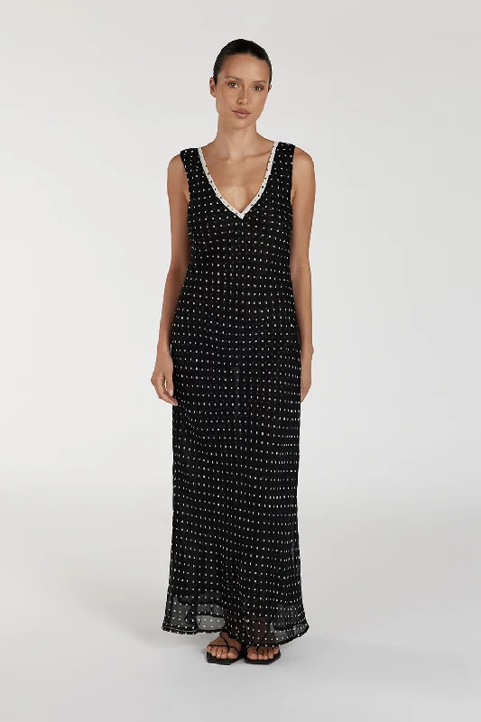 Stay Ahead In Style WINONA BLACK SPOT MIDI DRESS