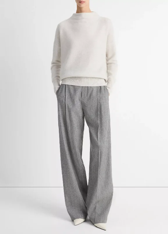 Your Timeless Wardrobe Awaits Cashmere Funnel Neck Sweater - Heather Platinum