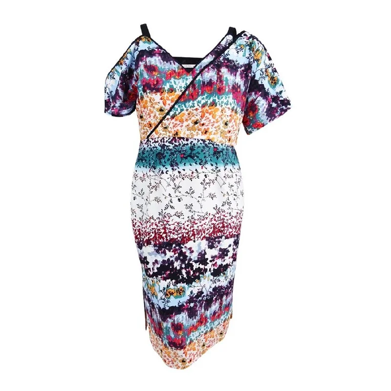 Women's Clothing Online Rachel Roy Women's Cold-Shoulder Printed Midi Dress