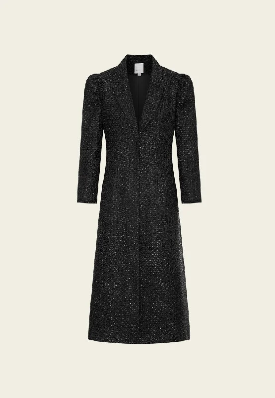 Clearance Sale Online Black Tweed Lapel Coat