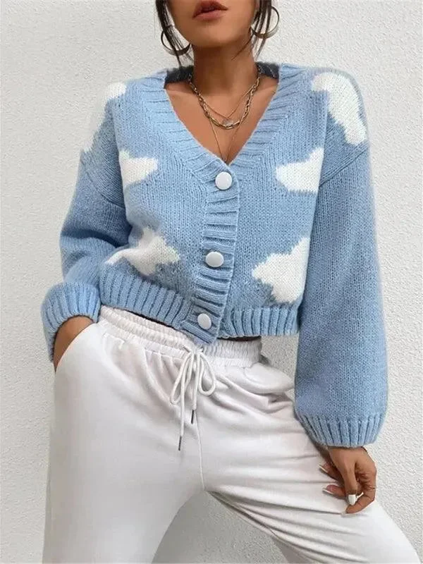 Comfort Meets Fashion Cloud Crop Women Cardigan Sweater