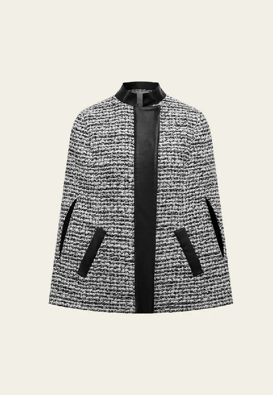 Online Boutique Stores Mixed Grey Wool Cape Coat